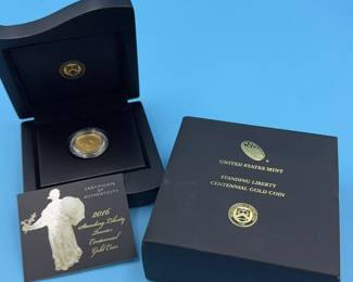 2016 Standing Liberty Centennial Gold Coin 0.25 oz 24K Gold West Point Mint COA Box