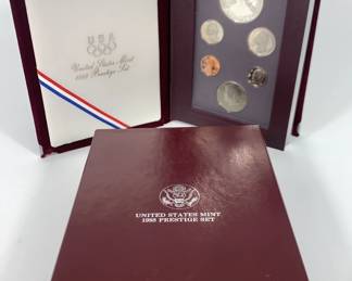 1988 U.S. Prestige Proof Set Olympic Silver Dollar COA in Original Case