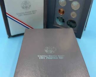 1991 U.S. Prestige Proof Set Mount Rushmore Silver Dollar COA in Original Case