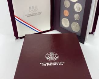 1992 U.S. Mint Prestige Proof Set Olympic Commemorative Coins 7 Coins with COA Box