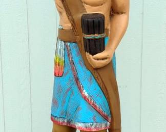 Life Size Native American Cigar Store Indian Statue, Cast Aluminum, With Mounting Flanges, 6' Tall 