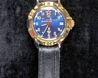 Vostok Komandirskie Submarine Watch With Leather Band 