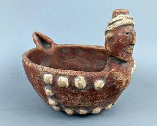 Native American Indian Effigy Bowl, 5.25" Wide x 4.5" Tall 