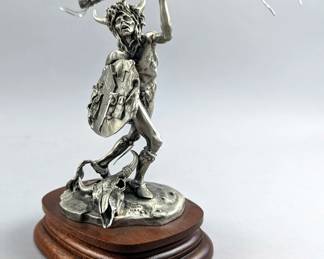 'Mandan-Buffalo Dancer' Chilmark Fine Pewter Statue, Limited Edition 196/2500 U.S.A. 1981, Signed Michael Arlen Boyett, 6.5" Tall 