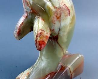 Carved Onyx Dolphin Statue, 6" x 4.5" 