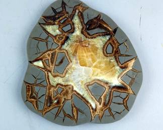 Brazilian Agate Slice With Wood Display Stand, 7.5" x6.5" 