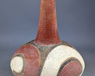 Rounded Native American Indian Pottery Vase, 10.5" Tall 