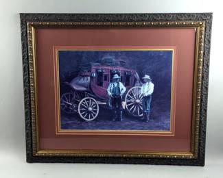 Donny Hickmott 'The Six Horse Break' Print, Framed Under Glass, Frame Measures 25.75" x 21.25", Print Measures 15.5" x 11.5" 
