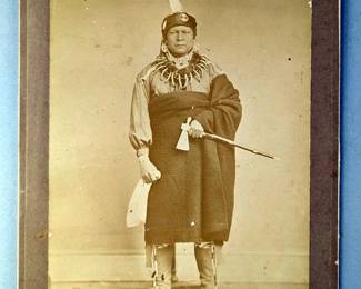 Native American Indian Cabinet Photo, "Chief Ue-Quah-Ho-Ko", Marked "Sauk and Fox Chief" And "128", 8" x 5.75" Photo On 9.125" x 7.125" Board