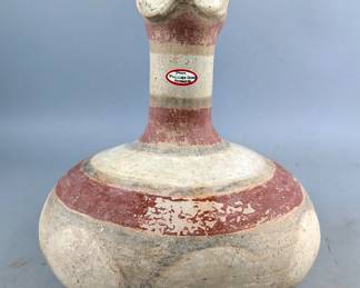 Native American Indian Owl Head Pottery Bottle From Phillips County, Arkansas, 11" Tall x 9" Wide 