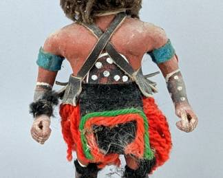Painted Native American Indian Hopi Doll On Wood Base, 8" Tall 