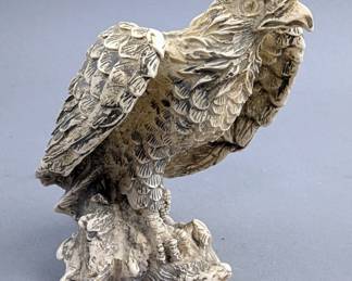 Carved Buffalo Bone American Indian Handmade Eagle Statue, 3.75" Tall 