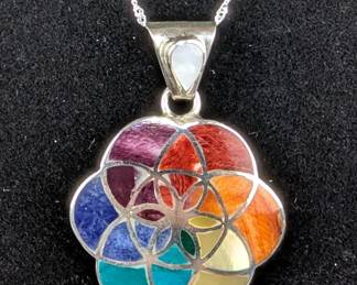 950 Silver Necklace And Earrings With Natural Stones And 925 Sterling Silver Chain 