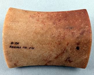 Native American Indian Bannerstone, Ferruginous Quartz Hourglass From Adams County. IL, 2.75" x 2" 