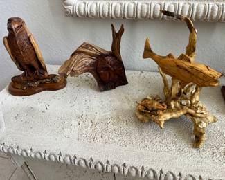 Hand carved wood carvings, one of a kind