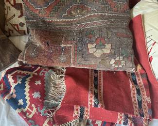 Wool woven blanket and throw pillows 