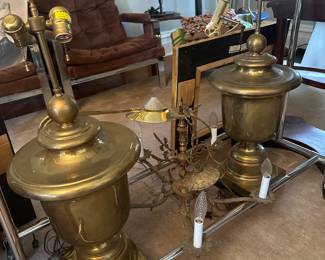 Large brass lamps
