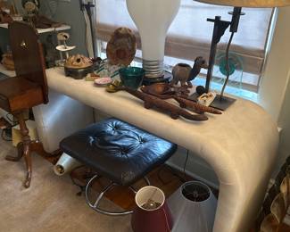 Cushioned sofa table