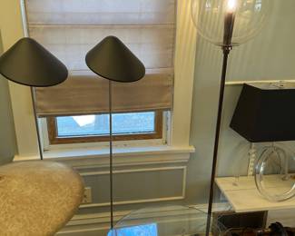 Decorative floor lamps and MCM glass top table