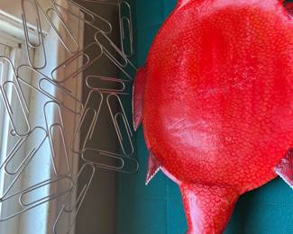 Wood fish wall, paper clip wall art