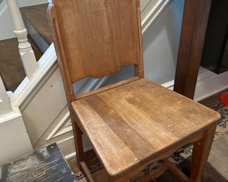 Antique wood chair, raft radio box