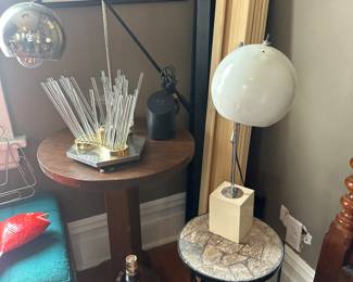 Vintage plant stand, and table lamps