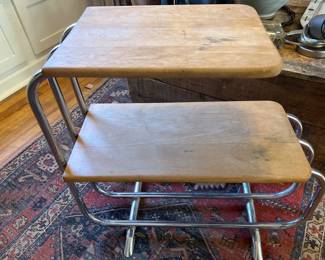 Wood and Chrome Two Tiered Table 