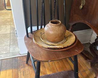 Antique chair, pottery