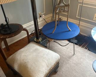 Ottoman, table, lamps