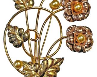 Sterling 12K GF 60s Brooch