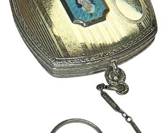 1920s Enamel Mirror Rouge Powder Compact