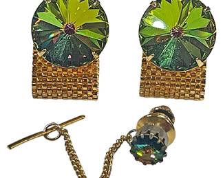 Vintage 60s Art Glass Dante Mens Cuff Links