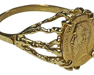 14K Gold Maximillano Emperado Coin Ring