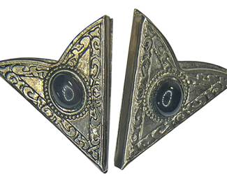 Silver Dark Bead Collar Tips