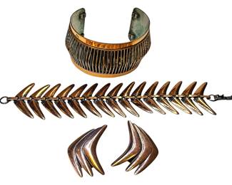 Vintage Copper Boomerang Ribbed Jewelry