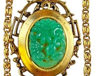 ART Co Carved Floral Pendant Necklace