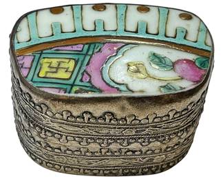 PorcelainChina Top Silver Tone Trinket Box