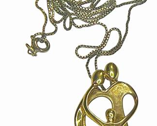 C Pollack .925 Silver Family 3d Necklace