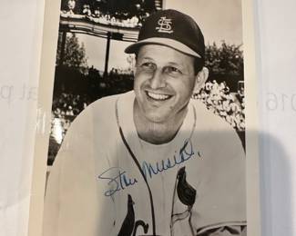 Autographed Stan Musial baseball photo  