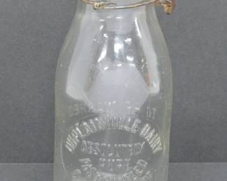 Duplainville milk bottle, one of many from Waukesha County both embossed and pyro