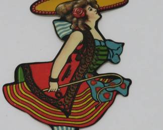 celluloid Miller High life girl with pin, ribbon is torn