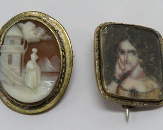 cameo and hand painted pin