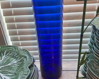 Large blenko glass vase cobalt blue 