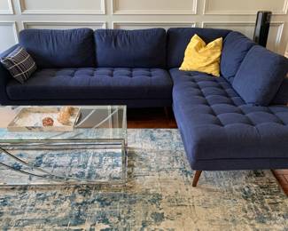 Ginger denim mid century style sectional sofa