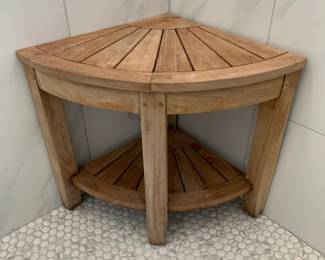 Wooden corner shower bench