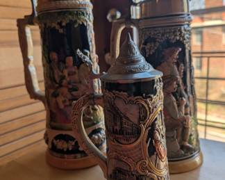 Set of 3 Vintage German Beer Steins