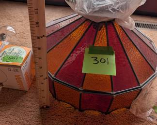 Vintage Stained Glass Swag Lamp