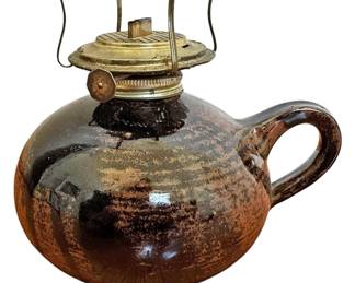 Vintage Risdon MFG Co. Stoneware Oil Lamp