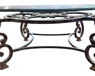 Iron and Glass Top Coffee Table