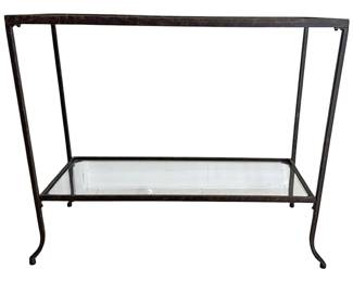 Distressed Metal and Glass Console Table